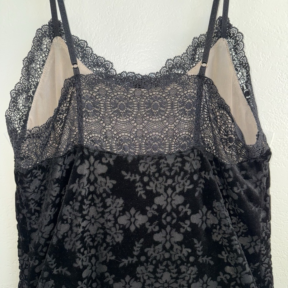 I.N.C Womens Black Lace Trim Camisole Size S Adjustable Sexy Cottagecore Floral